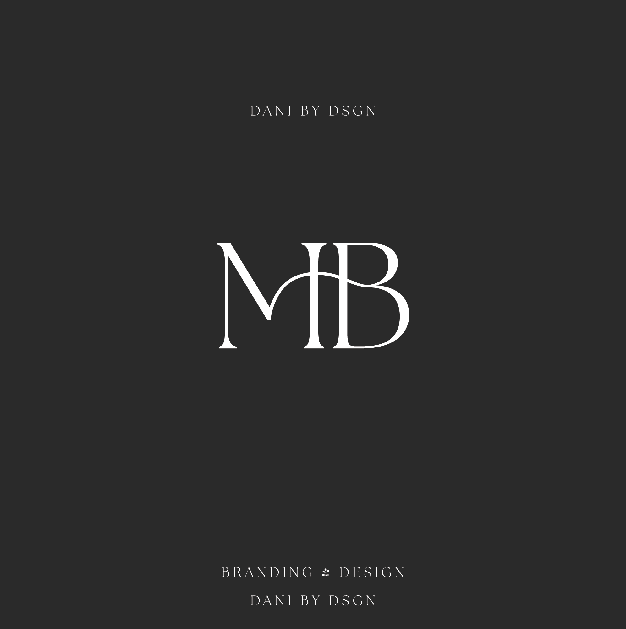 A sophisticated 'MB' Custom Initial Monograms white on black background design by Danibydsgn, ideal for a range of branding needs such as logo design, personal branding, and monogram customization for special event marketing. This versatile monogram merges the artistry of tattoo design with the elegance required for wedding monograms and high-end clothing branding. It’s a testament to the detailed work of business logo designs that also translates beautifully into body art and wall art