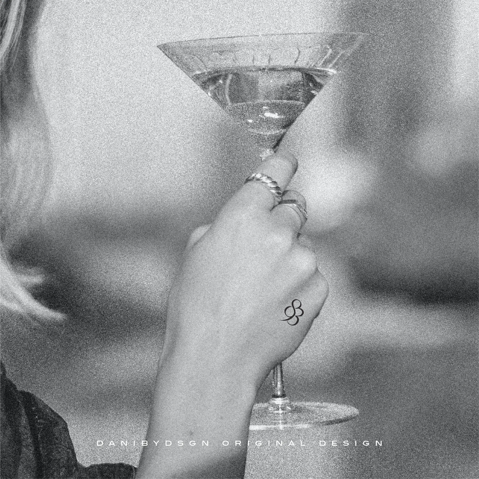 Fine line initial monogram tattoo design featuring a minimalist hand-drawn style by Danibydsgn.