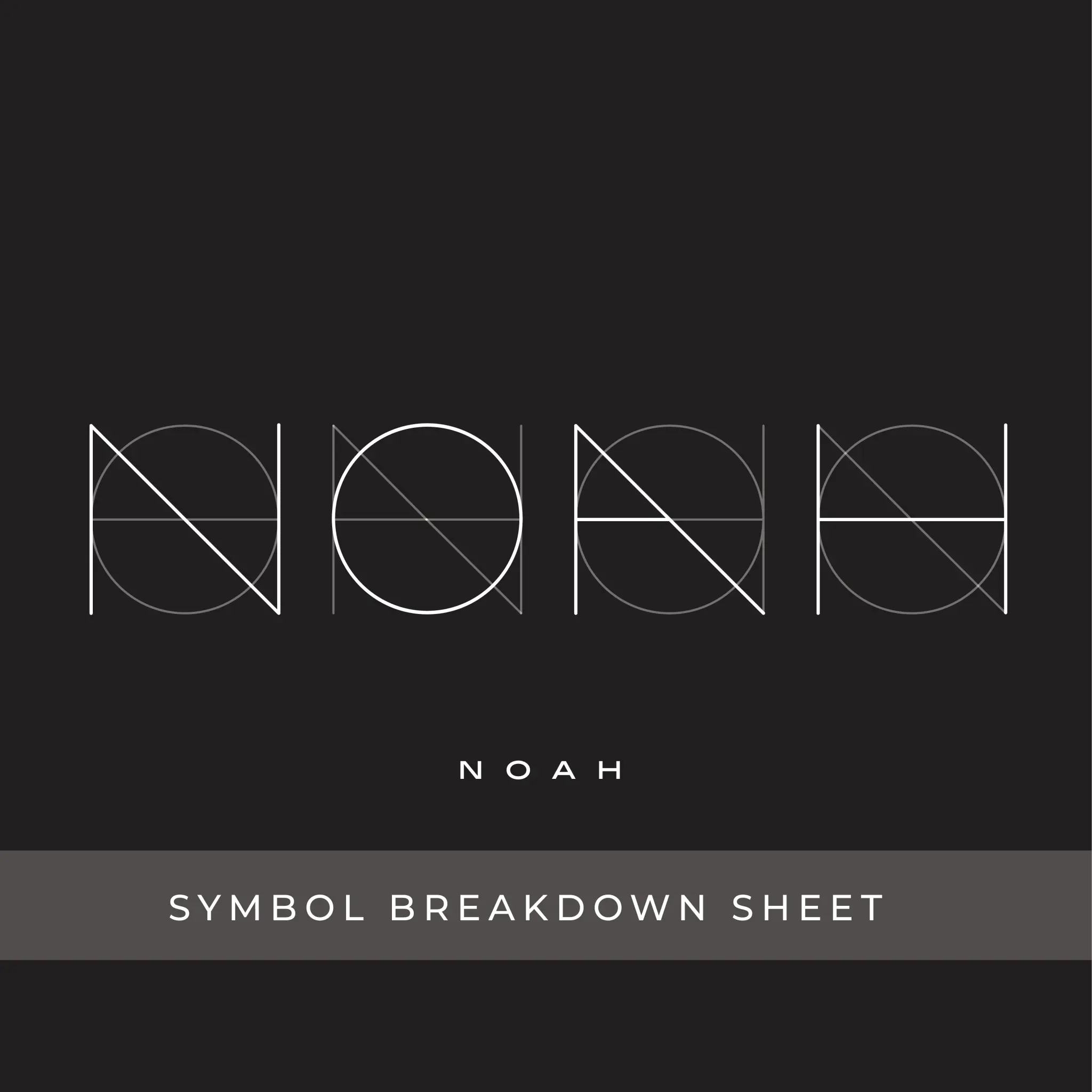 Fine line name tattoo design featuring a custom logo symbol for "Noah" by Danibydsgn.