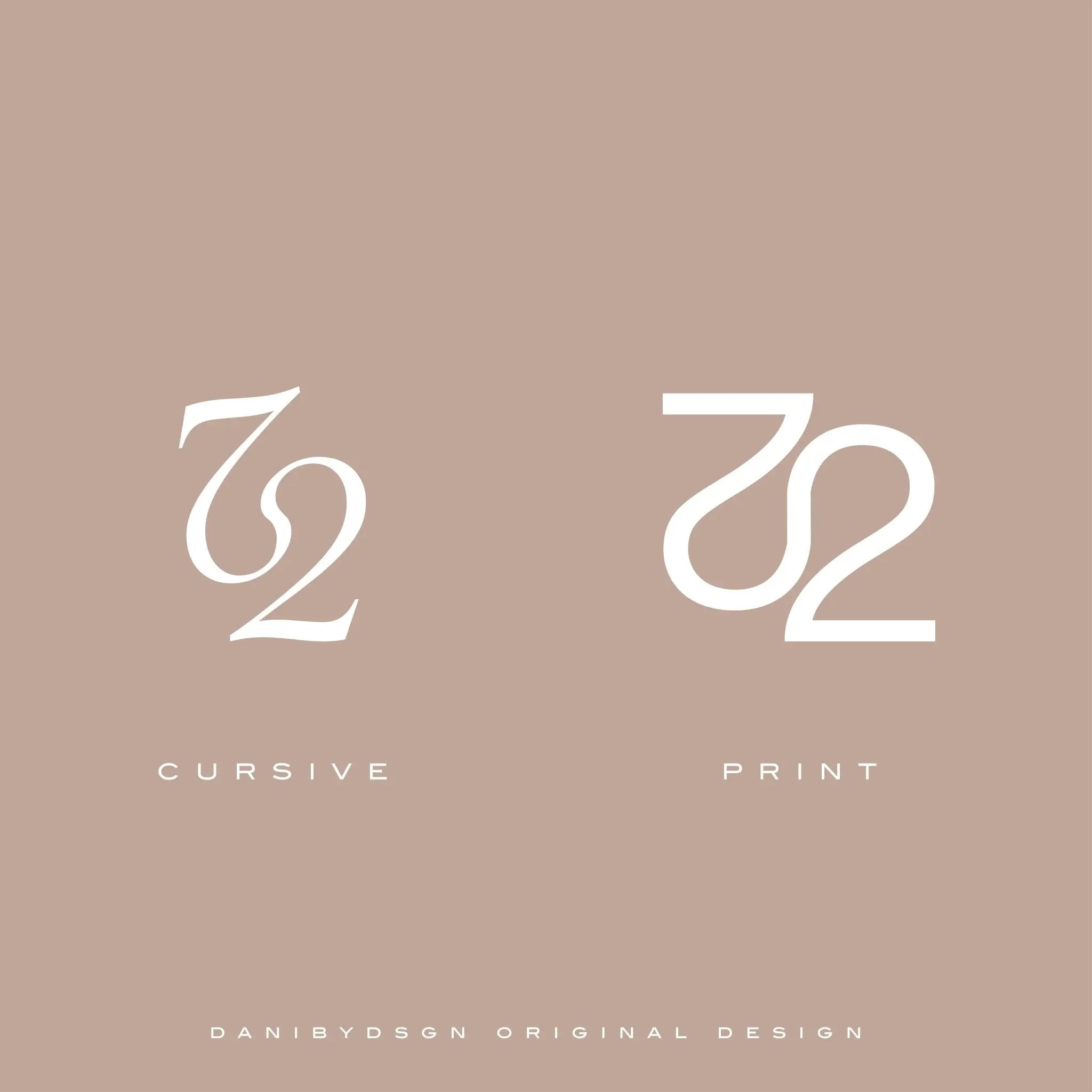 Fine line numeric monogram tattoo design featuring two minimalist options by Danibydsgn.