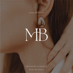 Luxury MB monogram logo designed by Danibydsgn, displayed over a soft lifestyle image, representing elegant personal or business branding and refined brand identity.