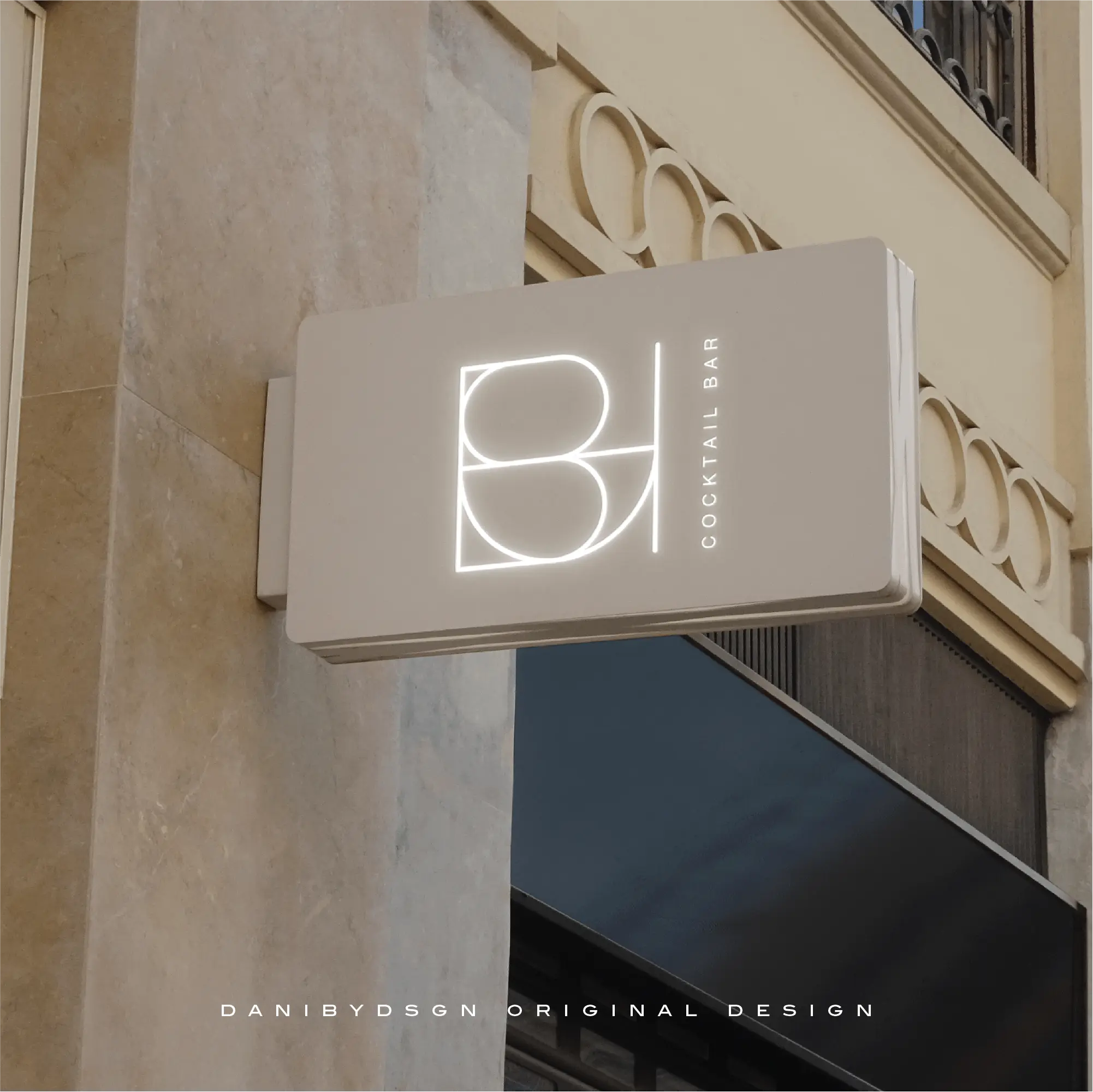 Blush cocktail bar luxury logo design and branding kit by Danibydsgn, showcasing elegant branding elements and typography.