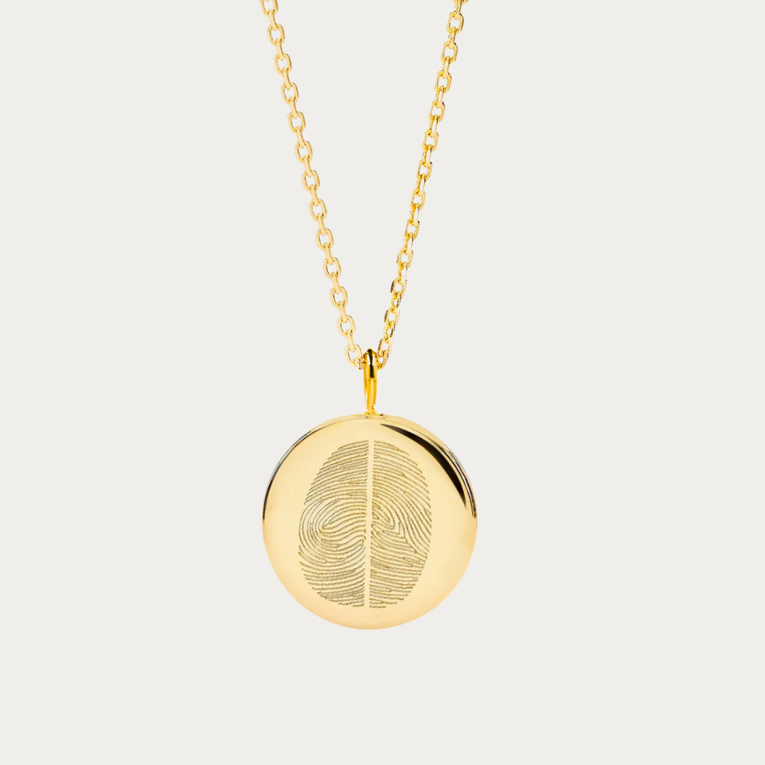 Duo Fingerprint Coin Pendant Necklace - 18k Gold Vermeil