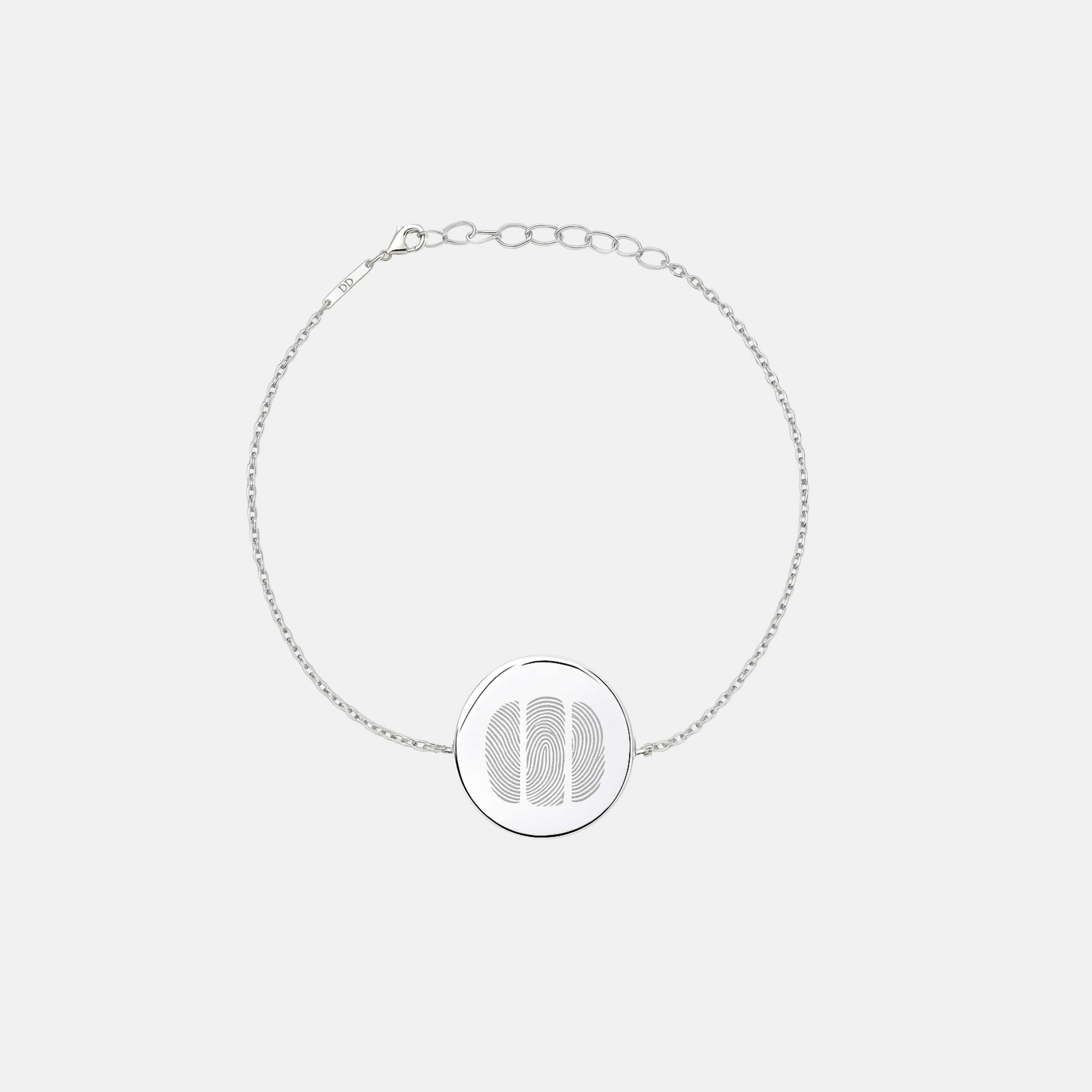 Three fingerprint, 925 sterling silver, coin pendant bracelet. 