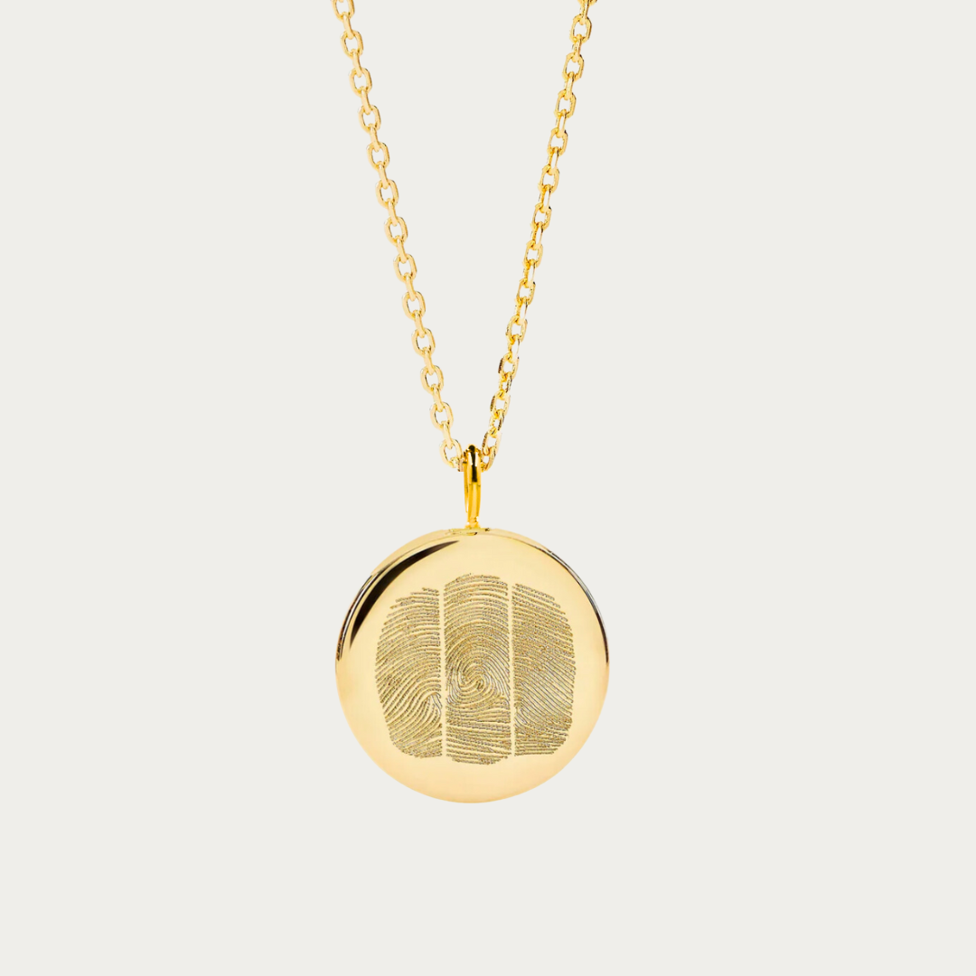 Trio Fingerprint Coin Pendant Necklace - 18k Gold Vermeil