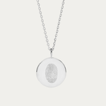 Single Fingerprint Coin Pendant Necklace - 925 Sterling Silver