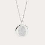 Duo Fingerprint Coin Pendant Necklace - 925 Sterling Silver