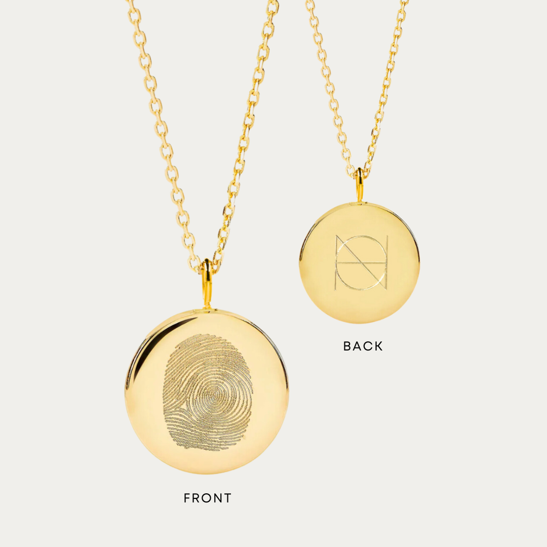 Single Fingerprint Coin Pendant Necklace -18k Gold Vermeil