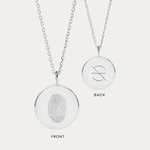 Single Fingerprint Coin Pendant Necklace - 925 Sterling Silver