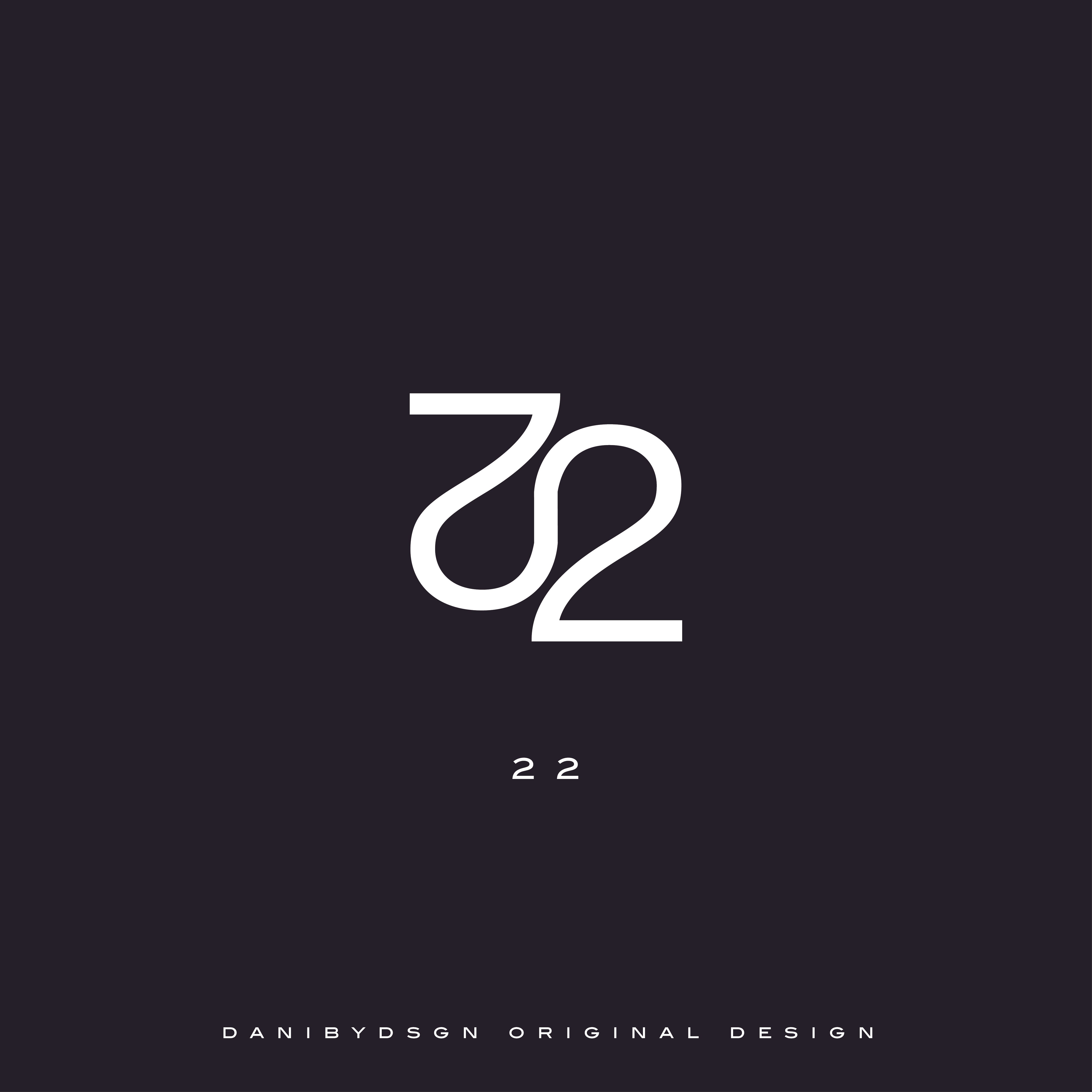 Elegant '22' Custom Initial Monograms in a minimalist design by Danibydsgn, perfect for personal branding, fashion branding, or custom logo design. This fine line monogram logo blends simplicity with sophistication, making it ideal for geometric tattoo inspiration, small tattoos, and meaningful tattoos. Versatile for use in wedding monograms, clothing branding, and as wall art, this design merges modern typography with timeless appeal, created by a skilled monogram designer.