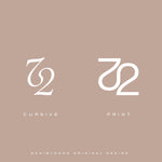 Elegant '22' Custom Initial Monograms design in both cursive and print font options by Danibydsgn. Perfect for personal branding, fashion branding, or custom logo design, this fine line monogram logo offers versatility for geometric tattoos, small tattoos, and meaningful tattoos. The versitile typography works seamlessly for wedding monograms, clothing branding, and wall art.  Created by a talented monogram designer, this design blends modern style with timeless appeal.