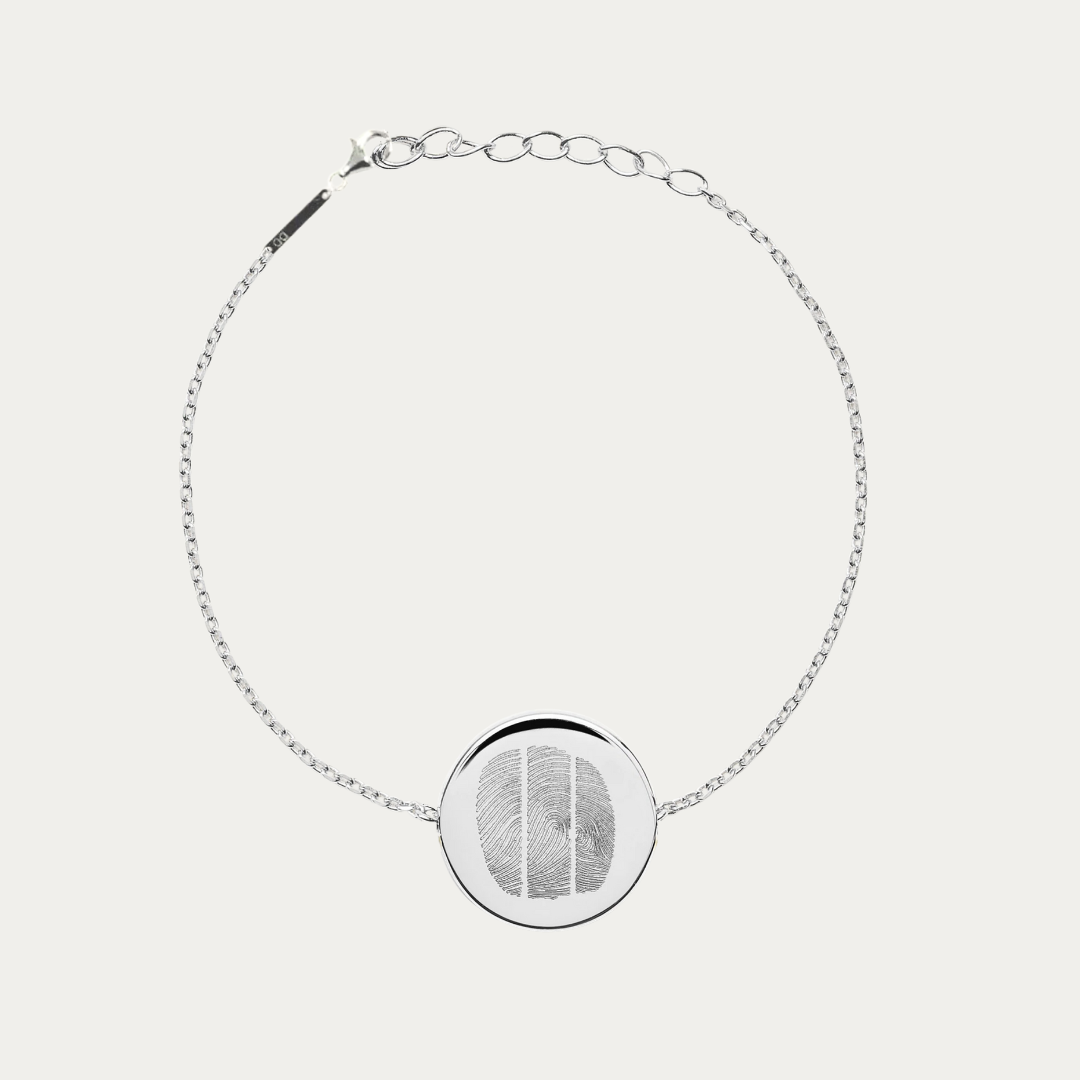 Trio Fingerprint Coin Bracelet - 925 Sterling Silver