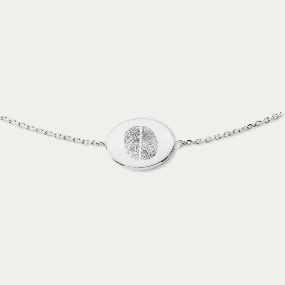 Duo Fingerprint Coin Bracelet - 925 Sterling Silver