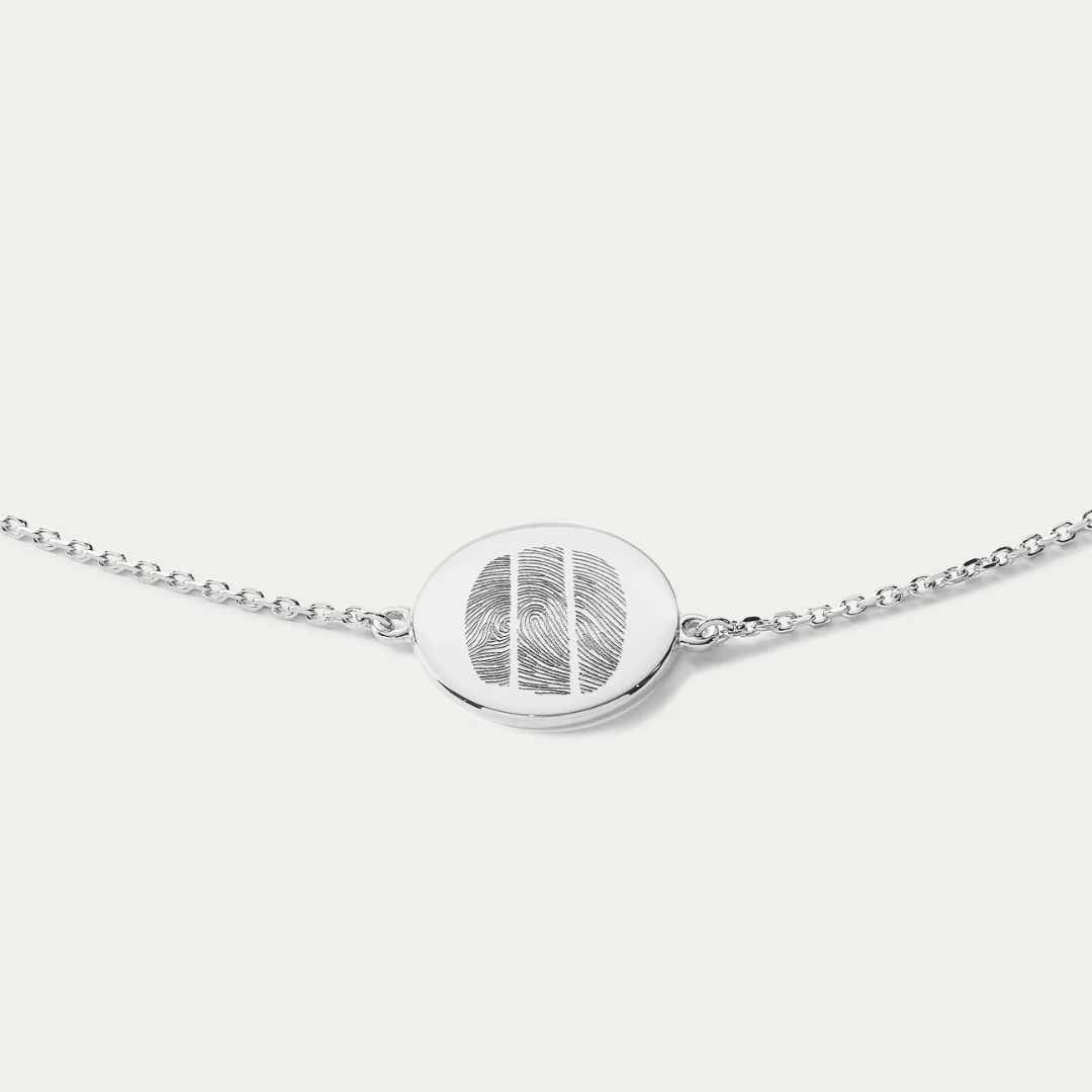 Trio Fingerprint Coin Bracelet - 925 Sterling Silver