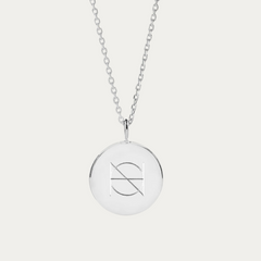 Sleek Sterling Silver Coin Necklace, featuring a single symbol Danibydsgn custom logo design engraved with precision. This elegant piece offers a personalized touch as a keepsake necklace, ideal for those who appreciate logo-engraved accessories. With the option to add a name or special date, it becomes a meaningful gift that combines style and sentiment. This engraved necklace is perfect for everyday wear keepsake necklace or as a meaningful gift.  