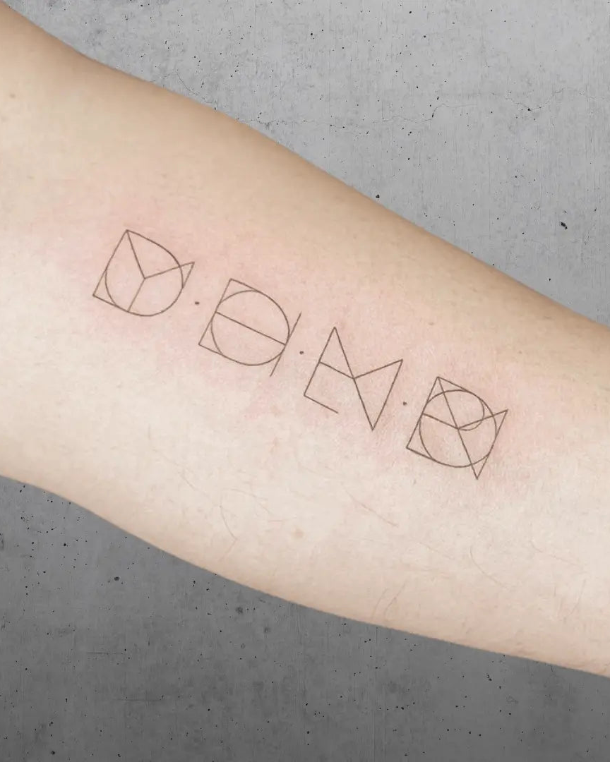 Custom logo design featuring fine line tattoo art and monogram symbol by Danibydsgn, showcasing intricate details.