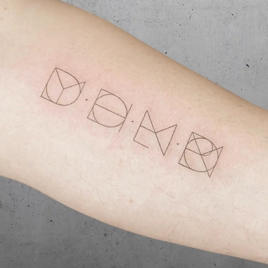 Custom logo design featuring fine line tattoo art and monogram symbol by Danibydsgn, showcasing intricate details.