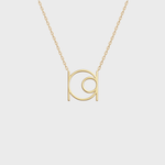 9k yellow gold custom symbol cut-out pendant necklace – DaniByDsgn personalized luxury jewelry, minimalist 1cm symbol design on fine chain