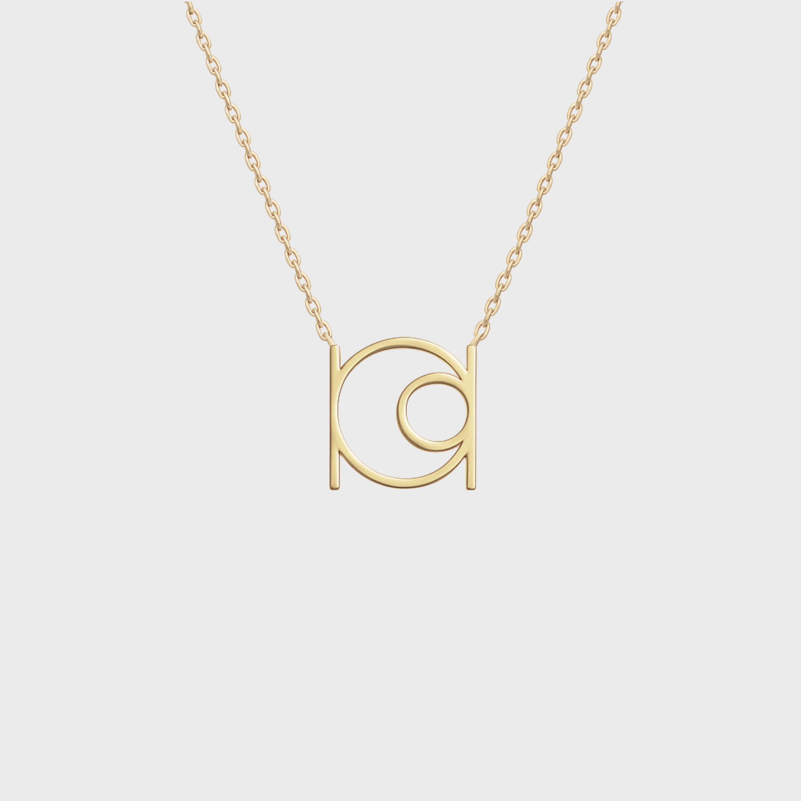 9k yellow gold custom symbol cut-out pendant necklace – DaniByDsgn personalized luxury jewelry, minimalist 1cm symbol design on fine chain