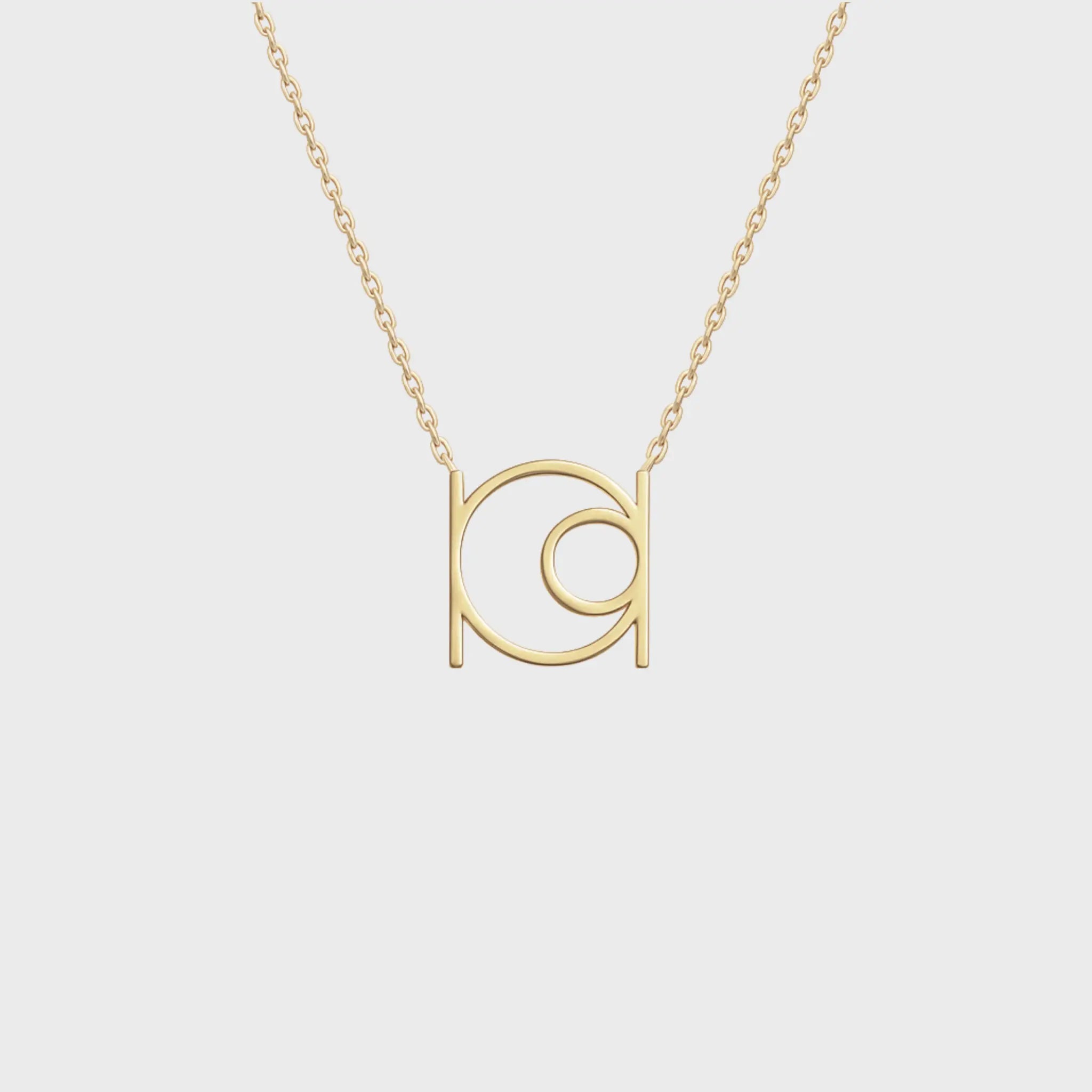 9k yellow gold custom symbol cut-out pendant necklace – DaniByDsgn personalized luxury jewelry, minimalist 1cm symbol design on fine chain