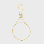 Danibydsgn custom symbol hand chain in 9K gold, featuring a geometric cut-out symbol connector with fine chain and clasp.