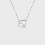 Danibydsgn custom symbol necklace in 925 sterling silver, featuring a cut-out silhouette pendant on a fine chain (front view).