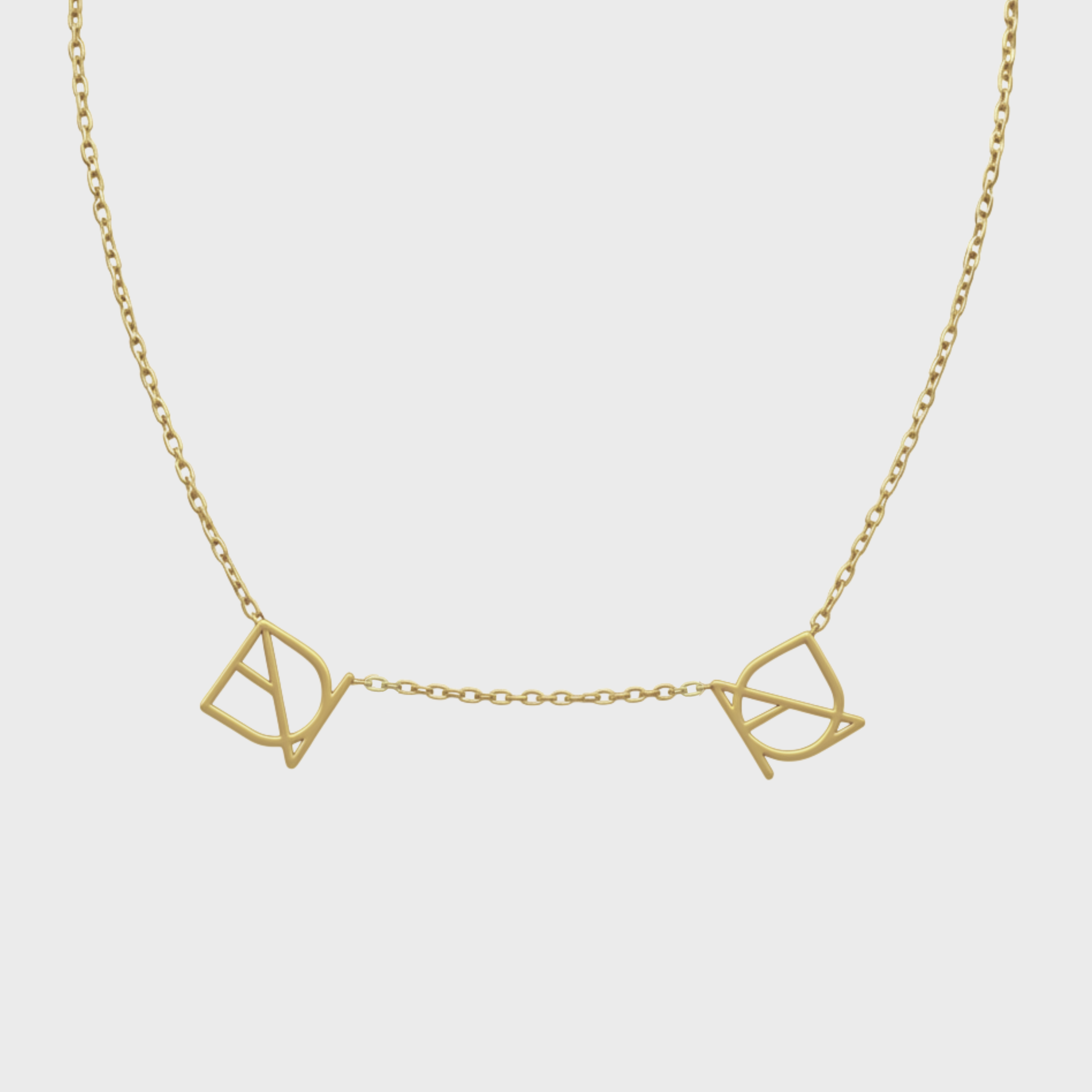 DaniByDsgn double symbol necklace – personalized 9k yellow gold two-symbol cut-out pendant necklace, luxury bespoke custom jewelry