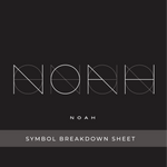 Fine line name tattoo design for Noah showing geometric custom logo symbol breakdown and minimal line art structure.