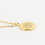 Luxury Three Fingerprint Coin Necklace in 18K Gold Vermeil by Danibydsgn, displayed on a soft white background. Features three precision-engraved fingerprints on a sleek gold pendant, representing love, connection, and craftsmanship. A timeless, custom piece designed for lasting elegance.