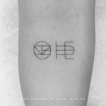Modern logo design, tattoo design, featuring overlapping letters, 2 symbol design pictured