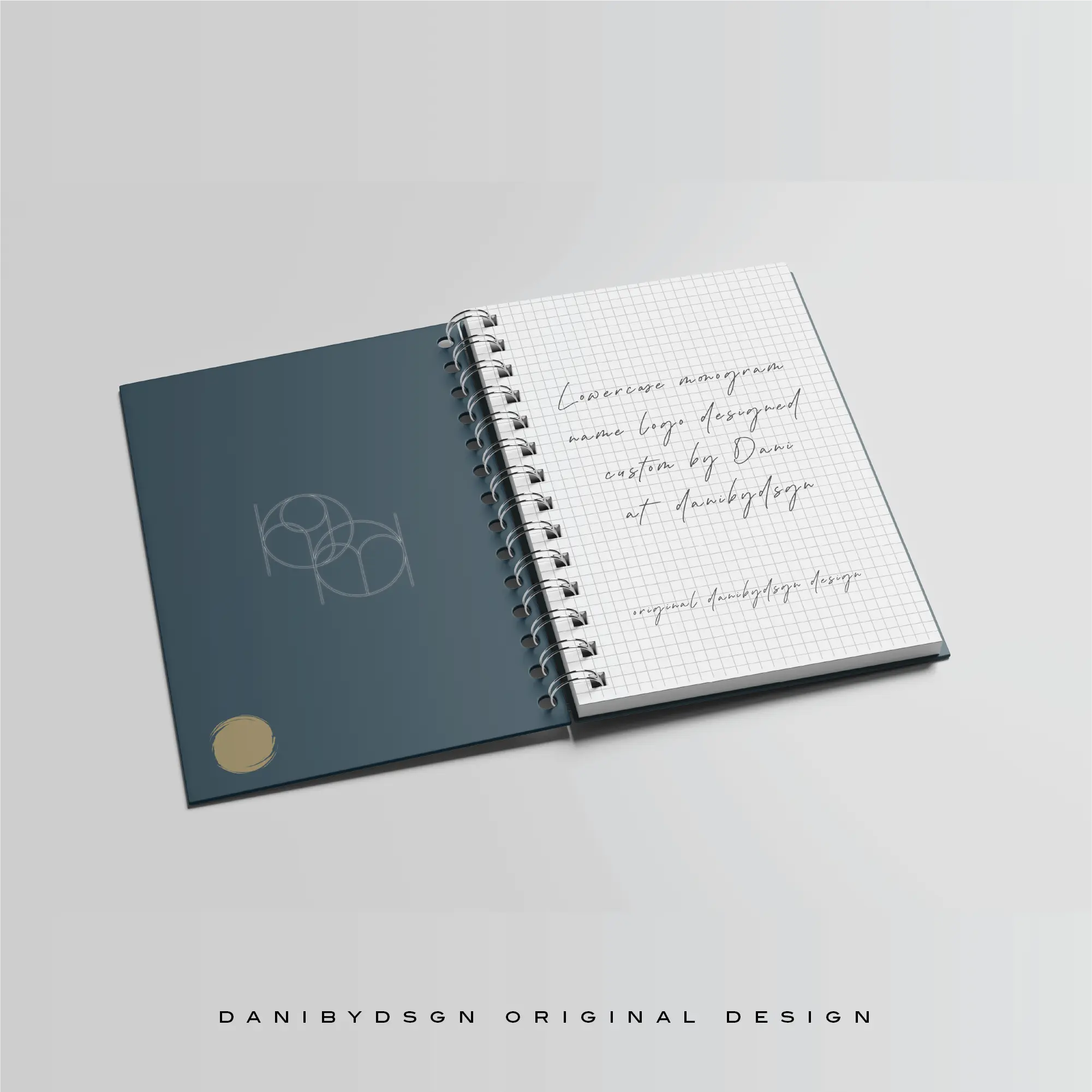 Lowercase joined symbol design for monogram tattoo by Danibydsgn, featuring fine line artistry and unique branding elements.