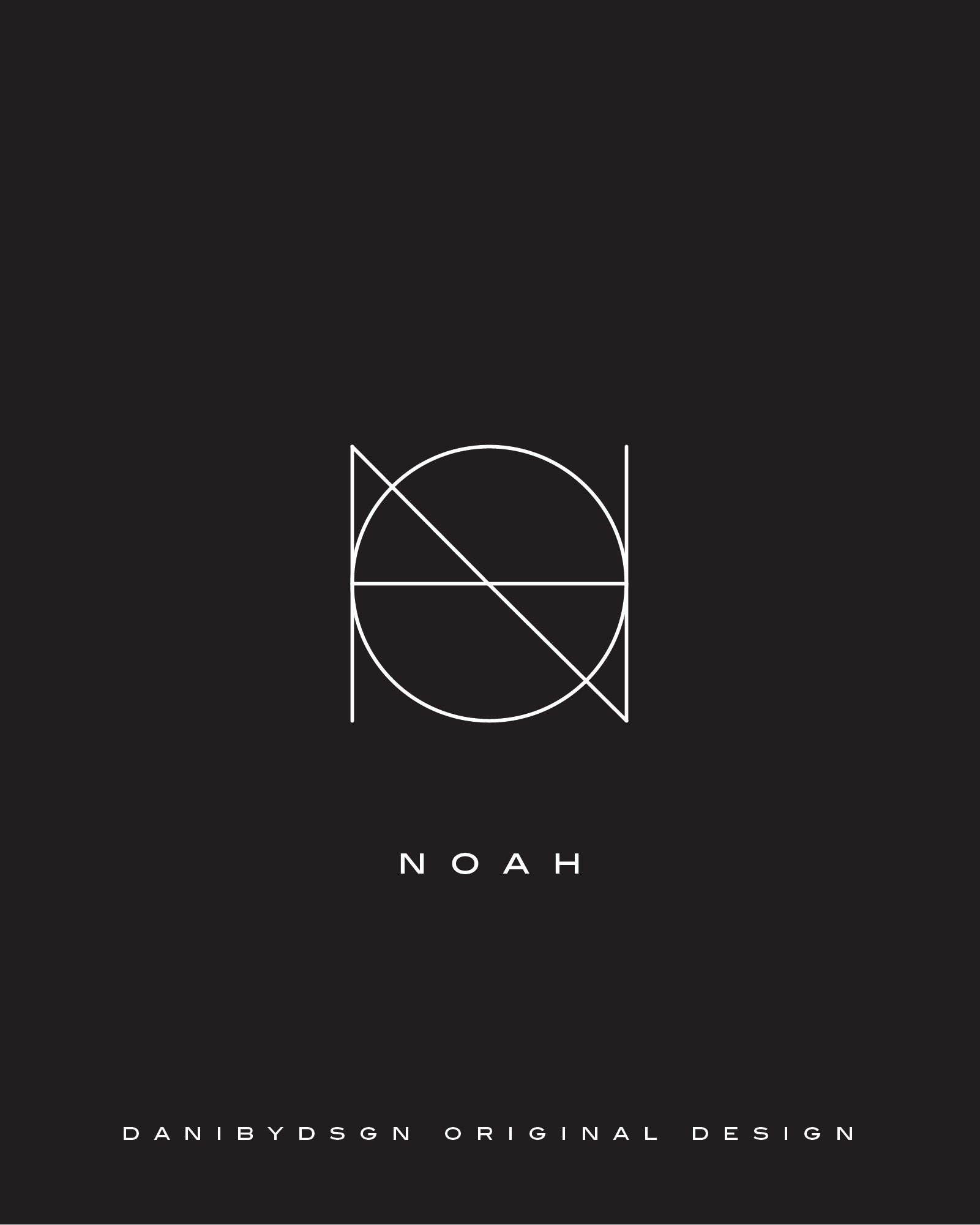 Uppercase fine line monogram tattoo design showcasing custom logo art by Danibydsgn with intricate symbols.