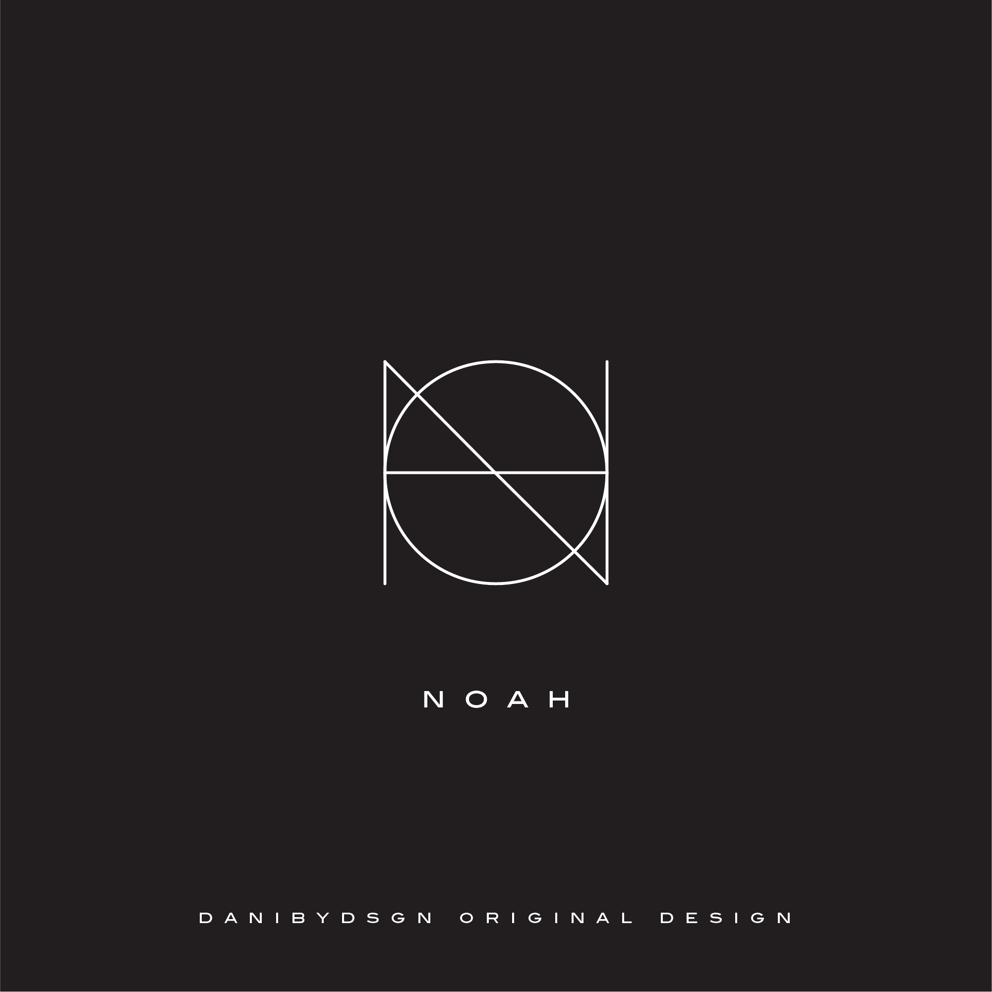 NOAH Custom Logos design, white text on a black background, exemplifying a minimalist overlapping logo design by Danibydsgn. This name logo design has been used as a fineline tattoo, ideal for personal branding, body art, and simple tattoo ideas. Its versatility extends to clothing branding, event marketing and has been used as wall art and tattoo art.  Danibydsgn is the original name logo creator with 30,000 personalized designs completed worldwide and over 1,700+ five star reviews. 